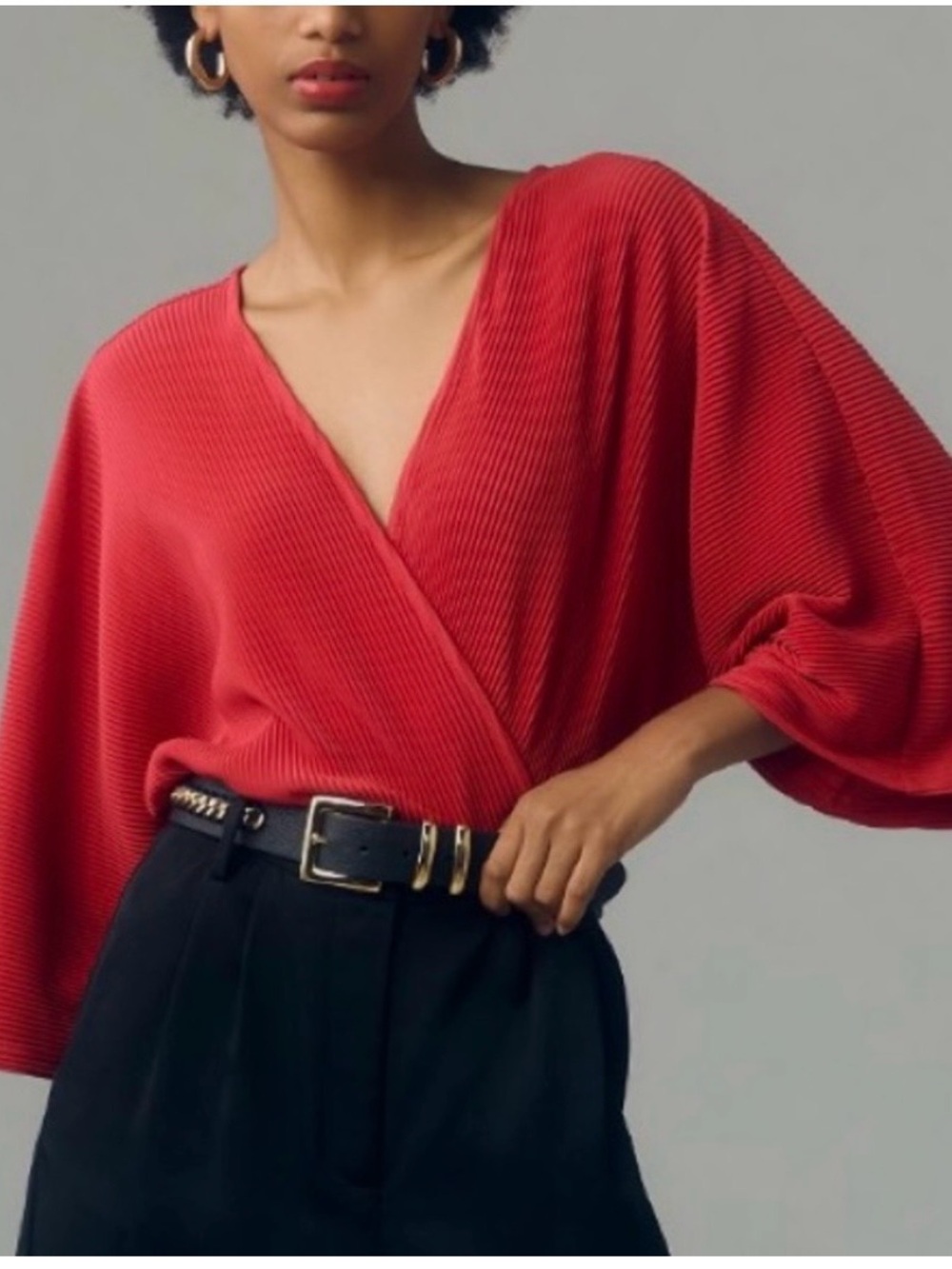 NWT Anthropologie red wrap top